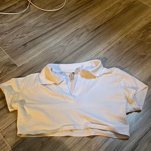 White collared crop top